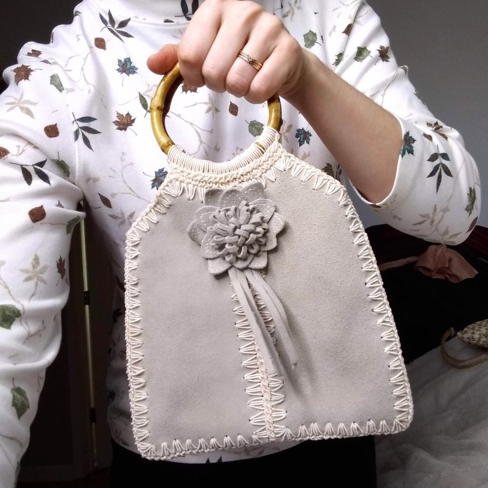 Suede Bamboo Purse | Small Leather Bag